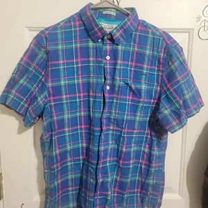 Plaid cotton short sleeve shirt